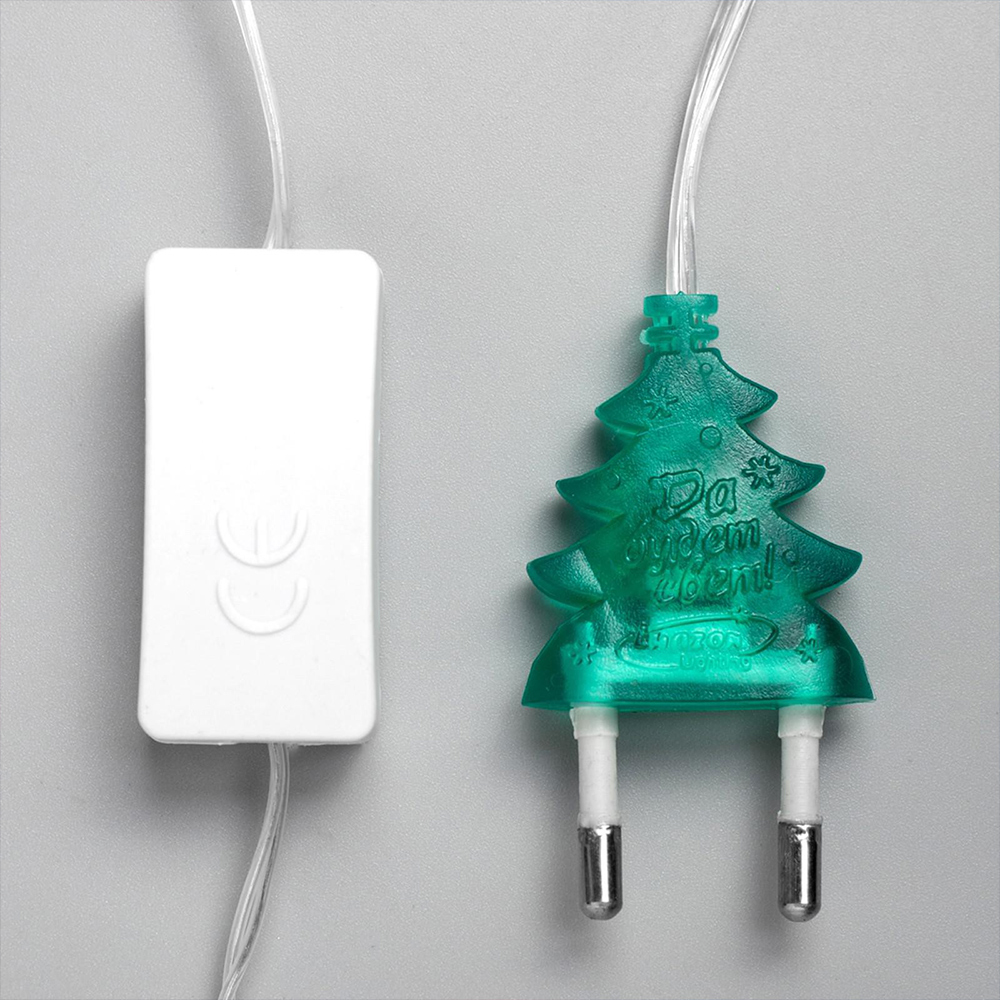 Новогодняя Гирлянда 541541 Ёжики, светодиодная, свечение мульти, мигание, нить прозрачная, 5 м, 20 лампочек