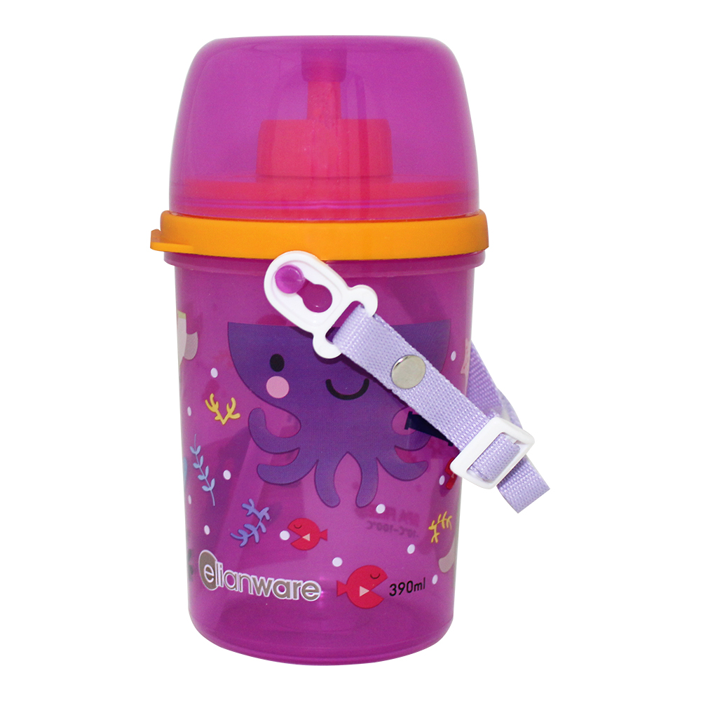 Бутылка для воды детская с трубочкой  Е-81 (Т) пластик, 0,39 л