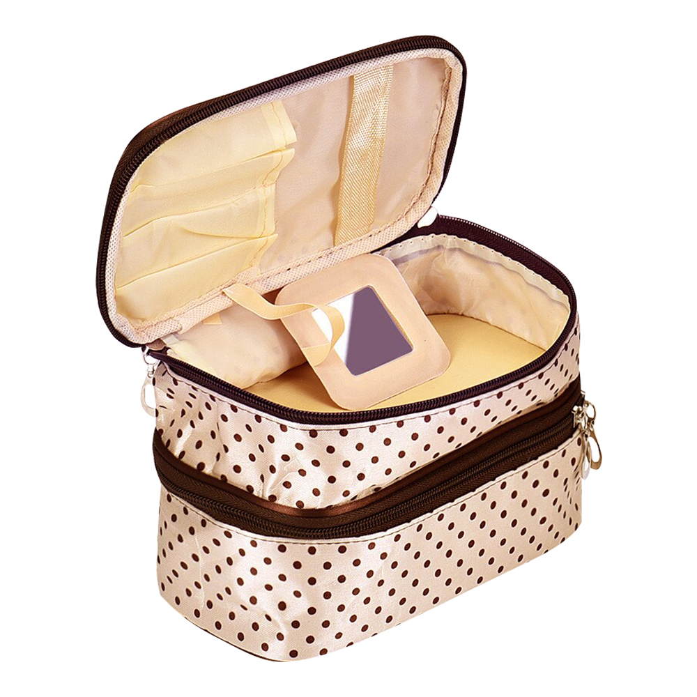 картинка Косметичка сундучок 2 яруса 20*11.5*13.5 см, атласная ткань, цвет в ассортименте 