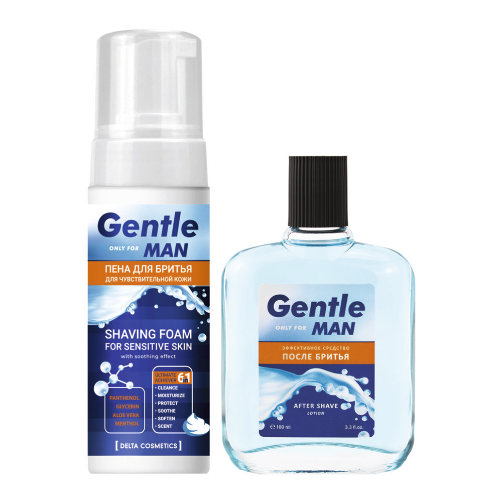 картинка Набор подарочный Gentle, мужской (пена для бритья 200мл+лосьон после бритья 100мл) 