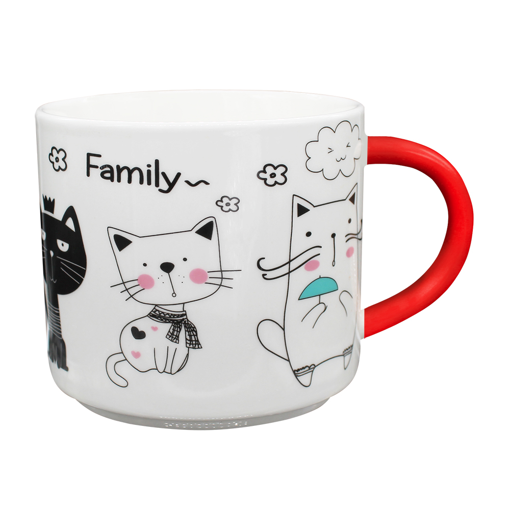 Кружка керамическая KKR-211-3 коты, в ассортименте, 430 мл