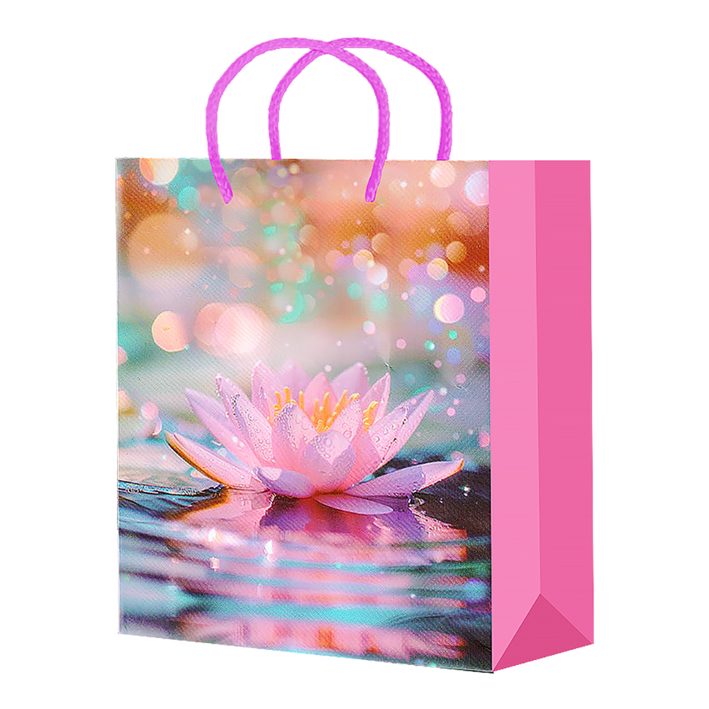 Пакет подарочный S25-113/114/115/116/117 Цветы, ламинированная бумага 11*13*6 см, в ассортименте