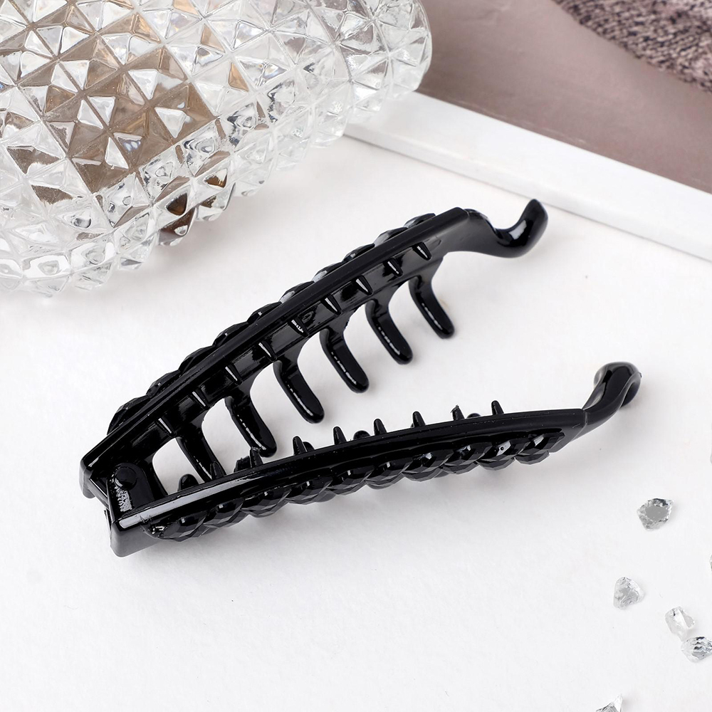 картинка Заколка-банан для волос 5144474 Бель, косичка, 8 см, черный 