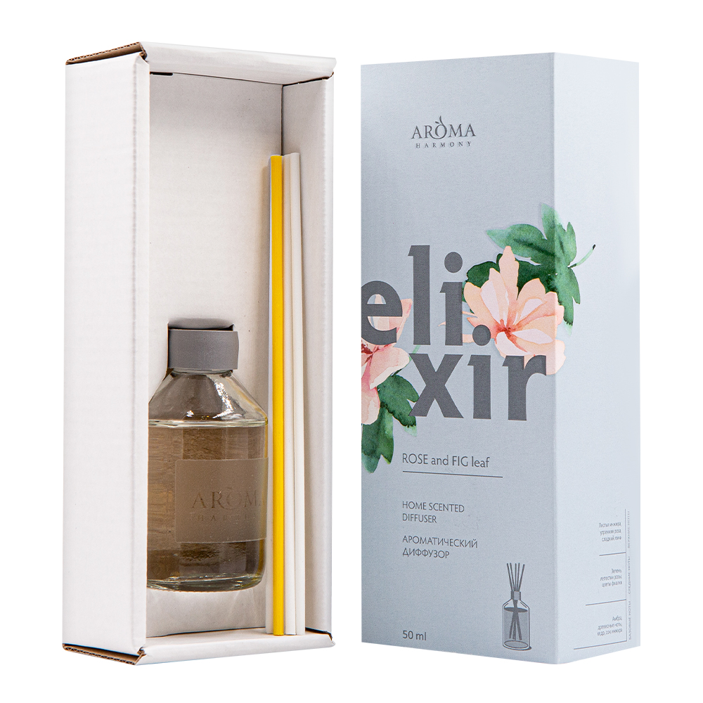 картинка Диффузор ароматический Aroma Harmony ELIXIR Rose and FIG leaf, 50 мл 