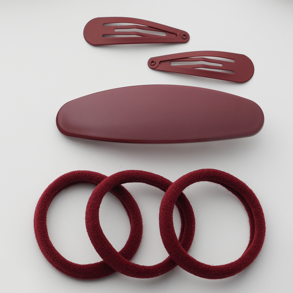 картинка Набор для волос 10691569 Авиталь (3 резинки + заколка-автомат + 2невидимки), бордовый 