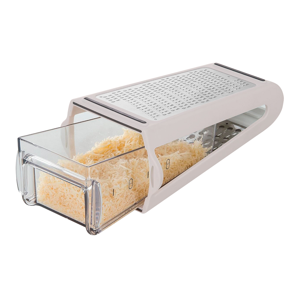 картинка Терка с контейнером 20*15*4 см, пластик, нержавеющая сталь, белый, шт 