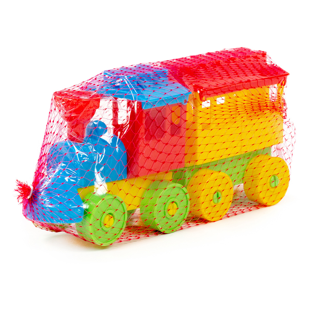 картинка Конструктор Полесье 2037 Паровоз с одним вагоном, 3+ 22,5*6*10,5 см 