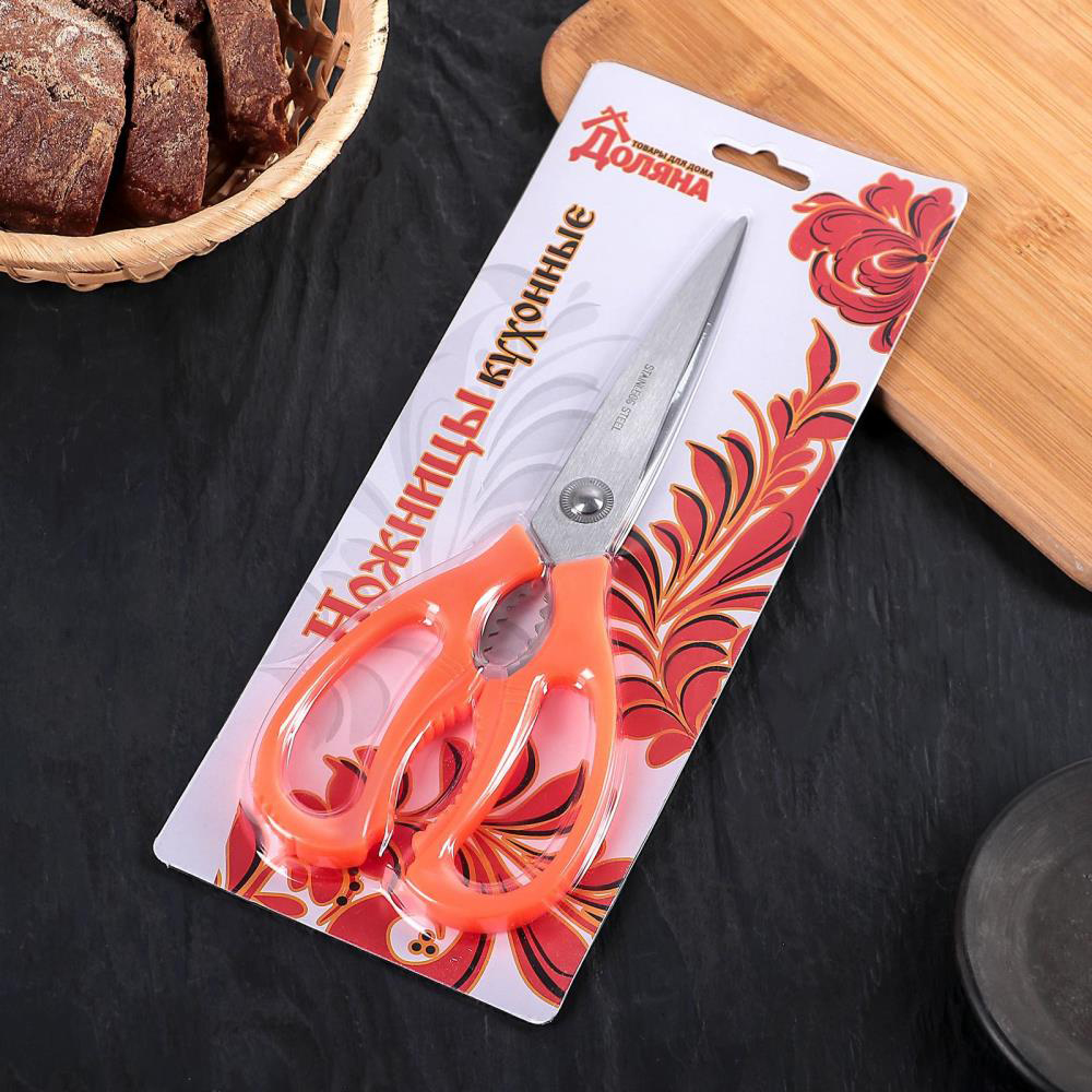 картинка Ножницы кухонные Доляна 1045182, 23 см, нержавеющая сталь 