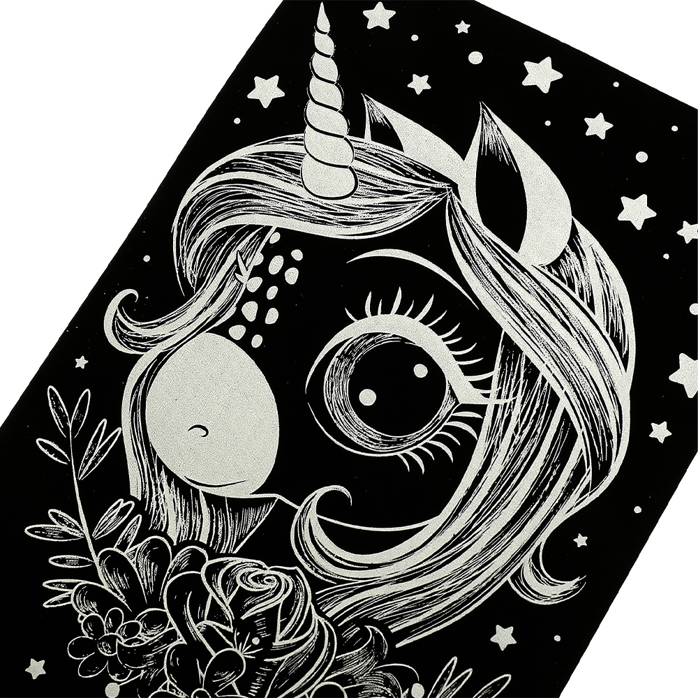 картинка Гравюра MultiArt SCRATCH-10X15UNIC серебряная, Единорожка, 10*15 см, 1 шт 