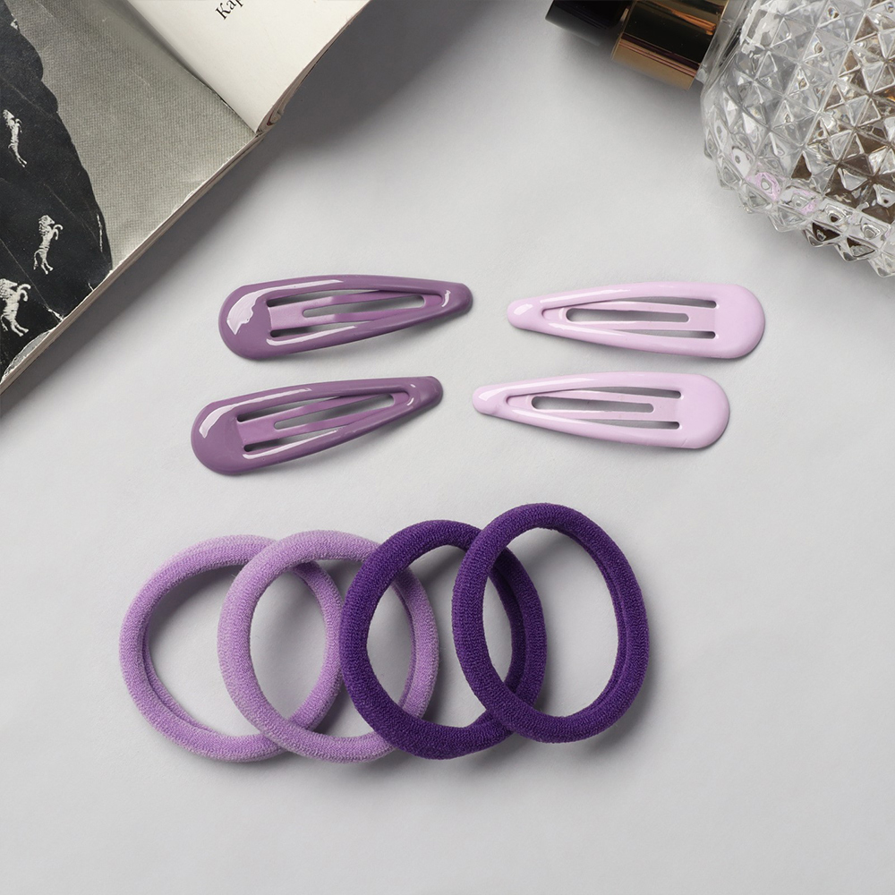 картинка Набор для волос 10072667 Мира (4 невидимки 5 см + 8 резинок 3,5 см), сиреневый 