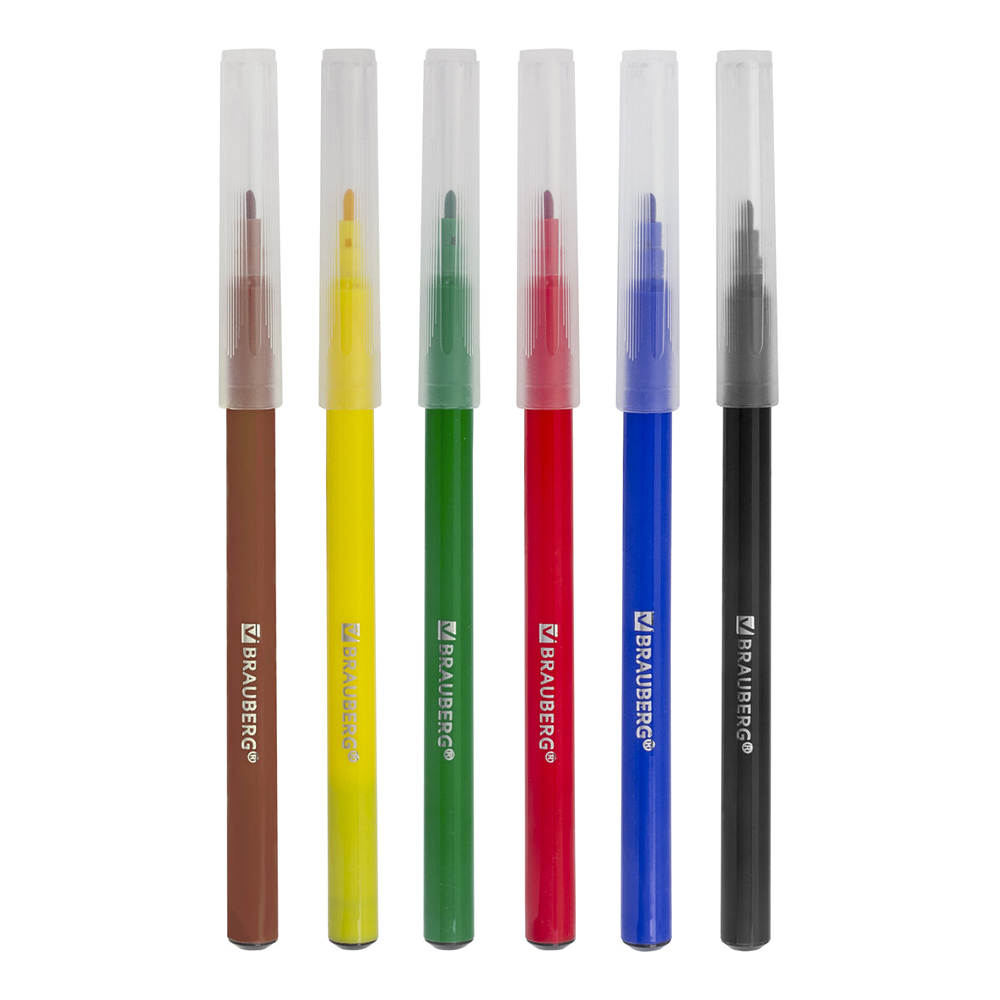 Фломастеры Brauberg 151933 PREMIUM, Классические, 6 цветов