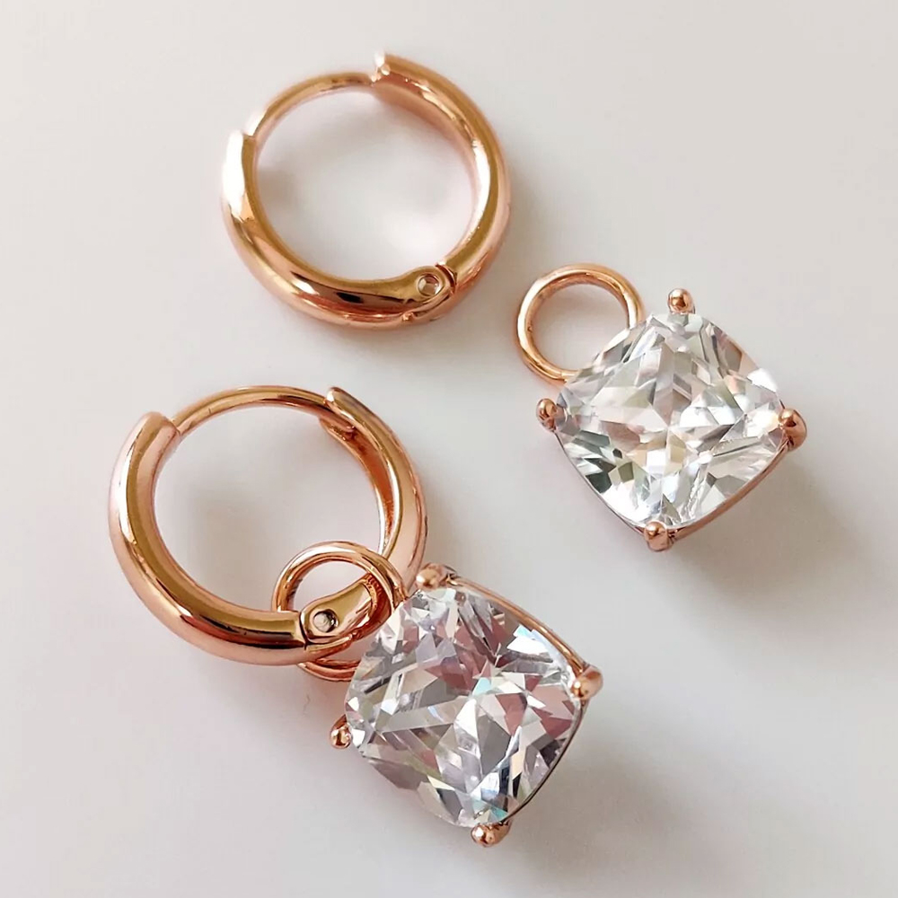 Бижутерия Серьги, вставка циркон, кольца, ювелирный сплав, 2,5 см