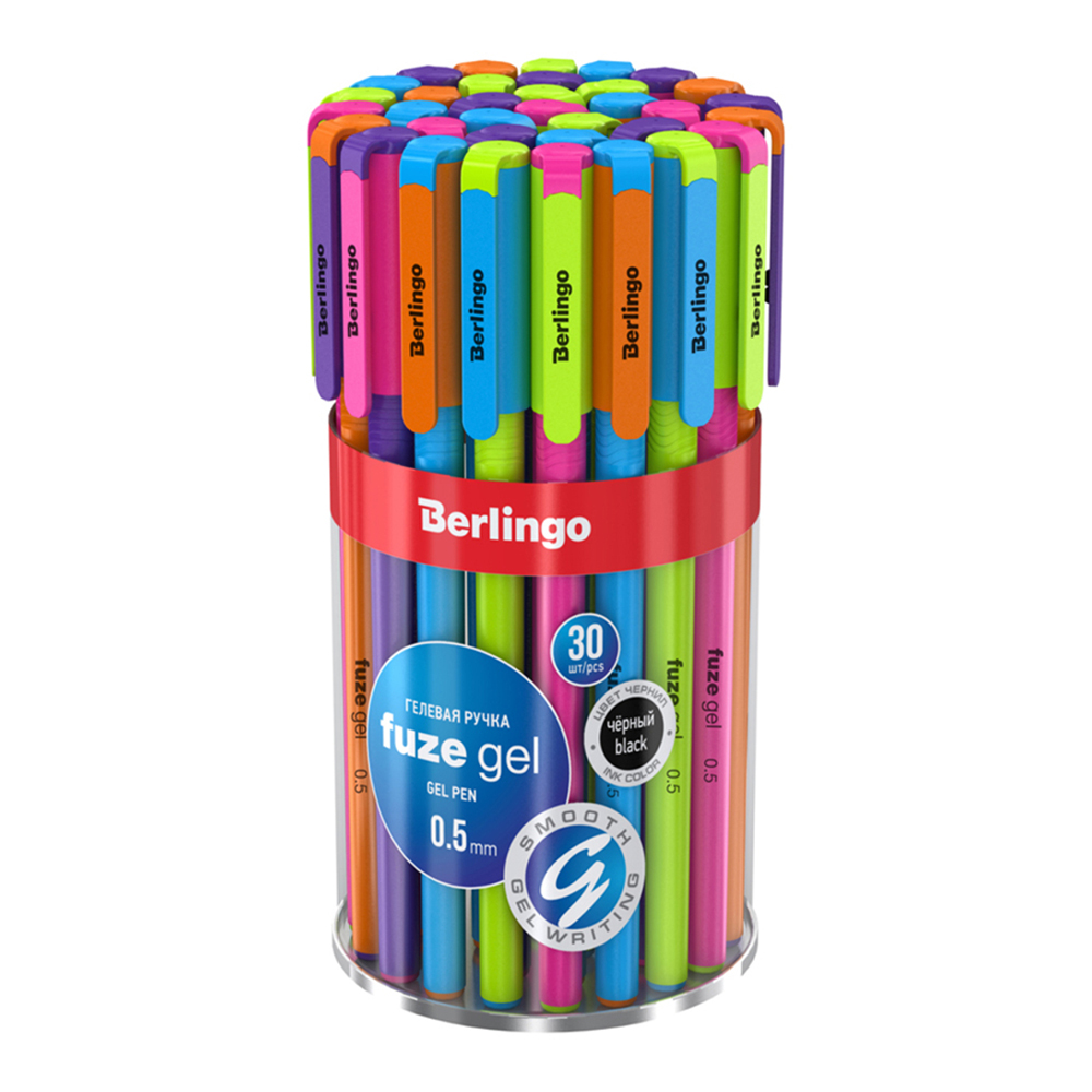 Ручка гелевая Berlingo CGp_50017 Fuze gel 0,5мм, корпус ассорти, черная