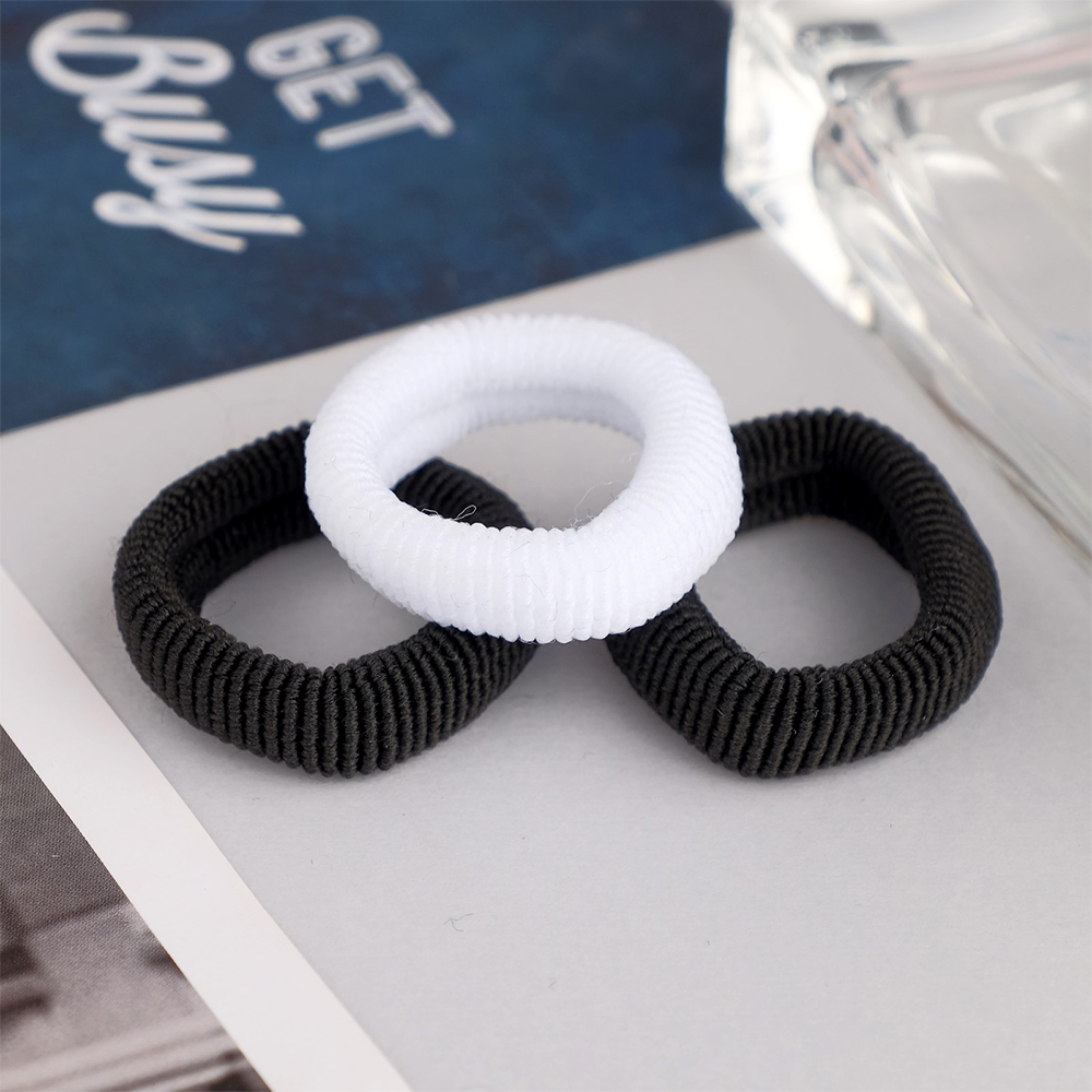 картинка Резинка для волос 4623403 Секреты красоты, 5,5 см, черный и белый, 3 шт 