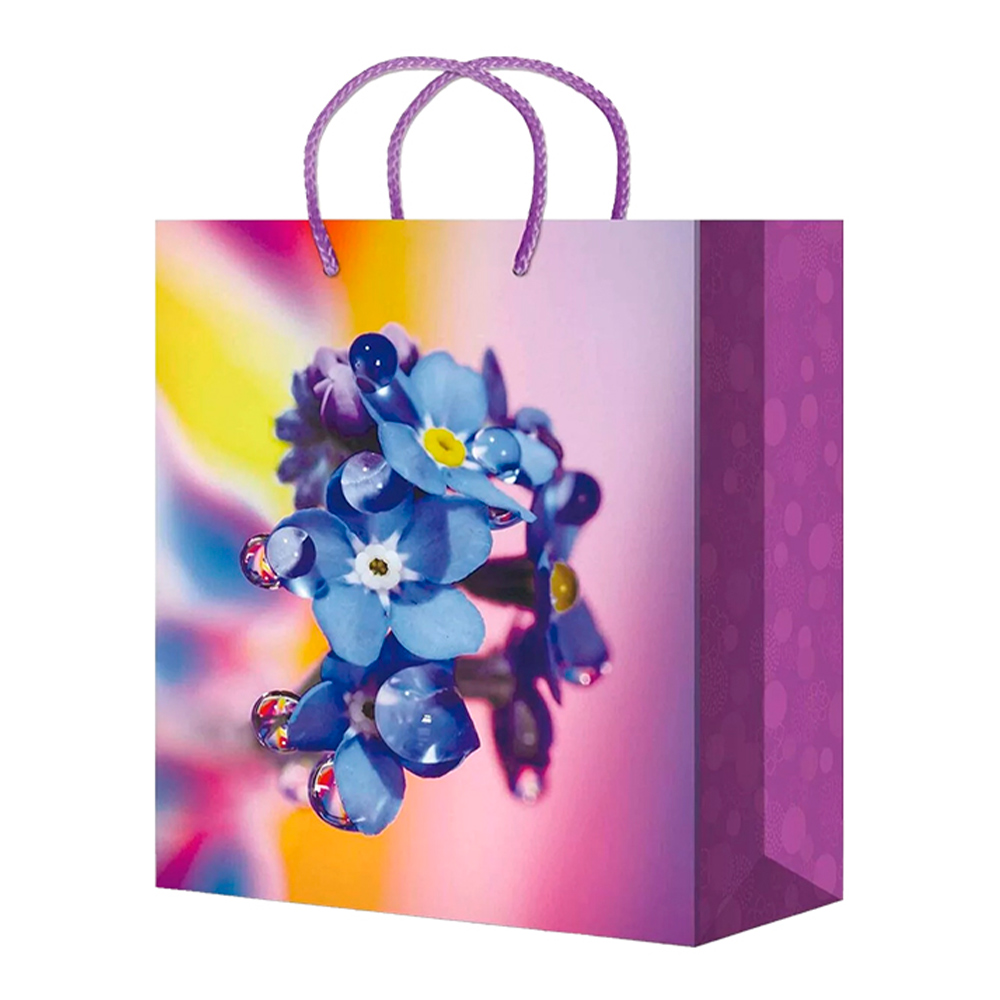 Пакет подарочный S-172/176 Цветы, ламинированная бумага 11*13*6 см, микс
