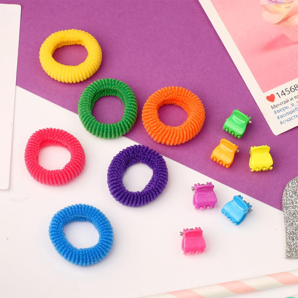 картинка Набор для волос Выбражулька5359963 Махрушка (6резинок+6крабов), в ассортименте 