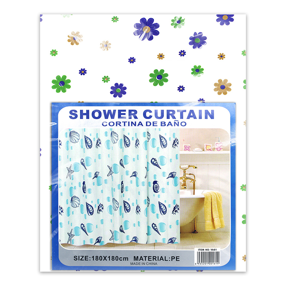 картинка Штора для ванной комнаты SHVK-03 ромашки 180х180 см, синий,зеленый,оранжевый 