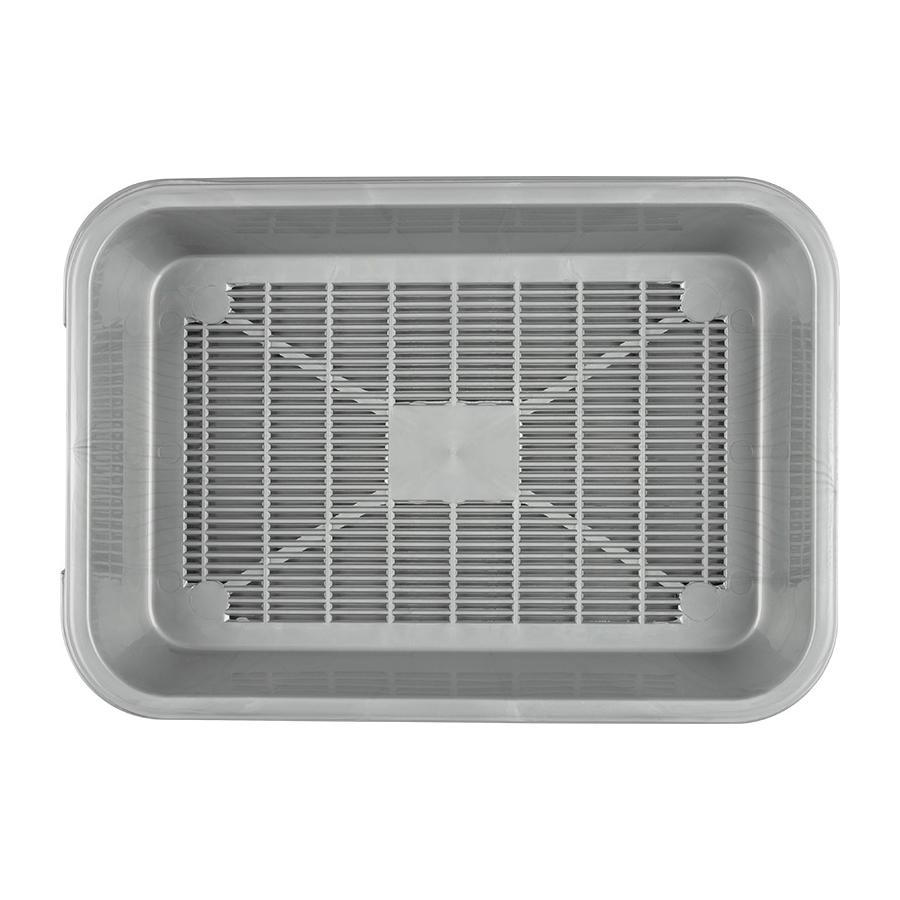 картинка Лоток 106096 для кошек, с сеткой, 36*26*6,5 см пластик, серебро 