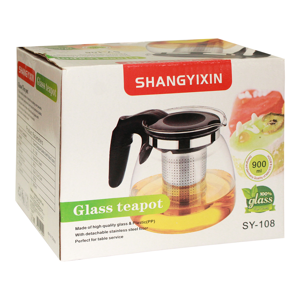 Чайник заварочный CHS-02 черный, стекло, 900 мл