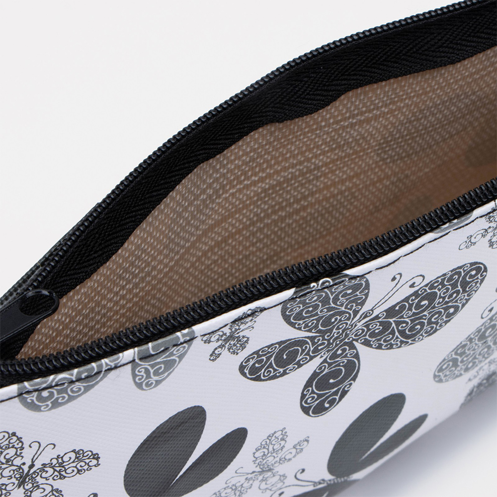 картинка Косметичка 4455137 на молнии 19*2*10 см, искусственная кожа, бело-чёрный 