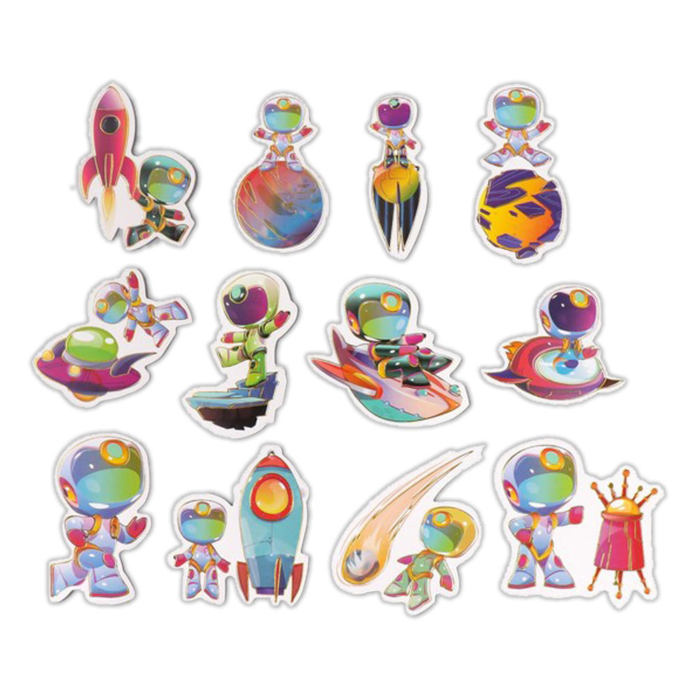 Наклейки Арт Узор 9498062 Приключения космонавтов,бумажные,тиснение серебро, 48 шт