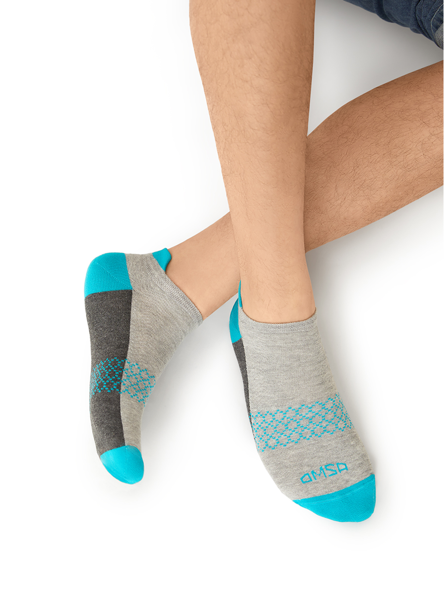 Носки мужские Omsa ACTIVE 107 укороченные с фальшпяткой, размер 42-44, Grigio Melange серый
