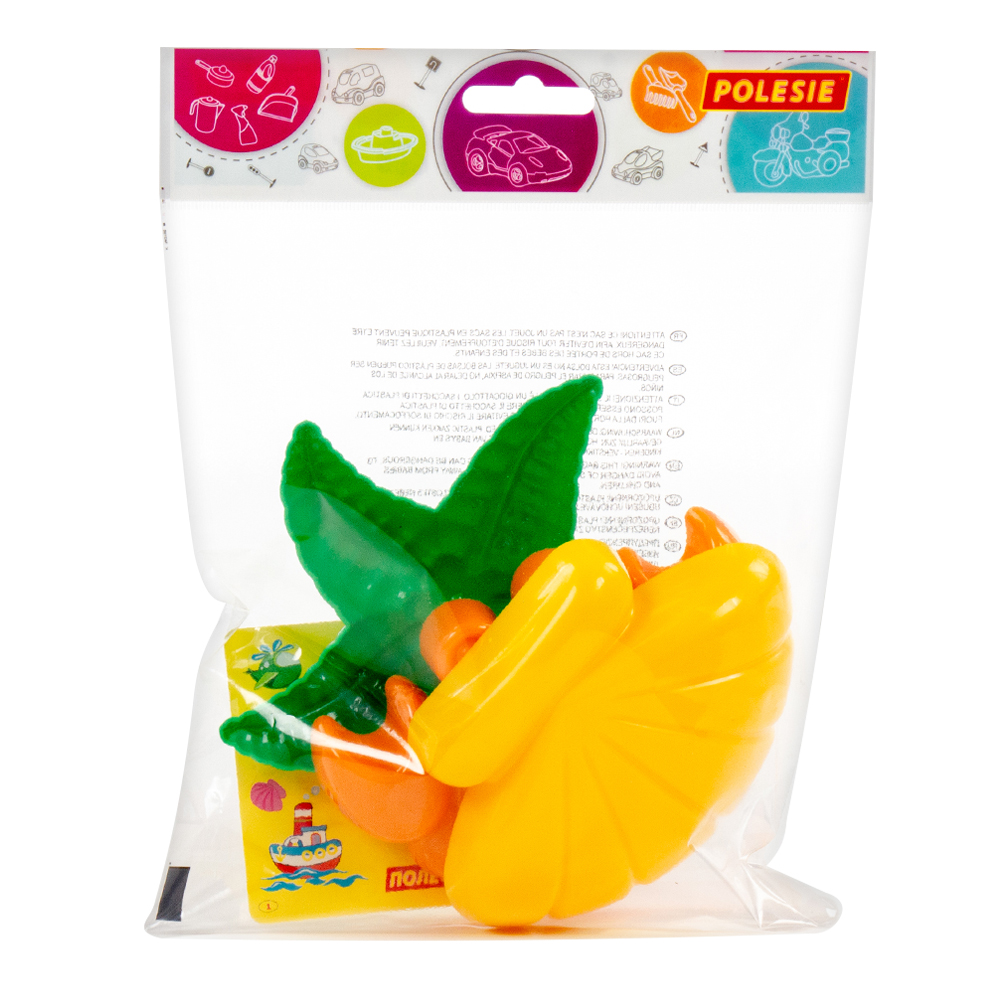 картинка Игровой набор 36544 Полесье 3 формочки для песка, (краб + звезда + ракушка), пластик, в ассортименте 