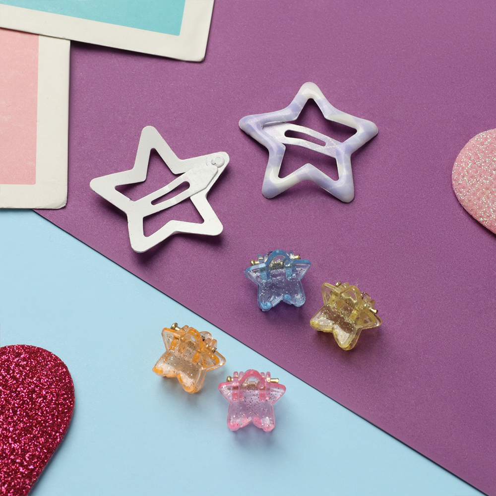 картинка Набор для волос 10072651 Маленькая звездочка (2 невидимки+4 крабика) клетка, в ассортименте 