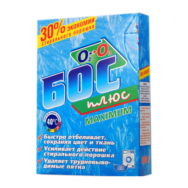 картинка Отбеливатель БОС плюс maximum универсальный без хлора порошок 300г Аист 