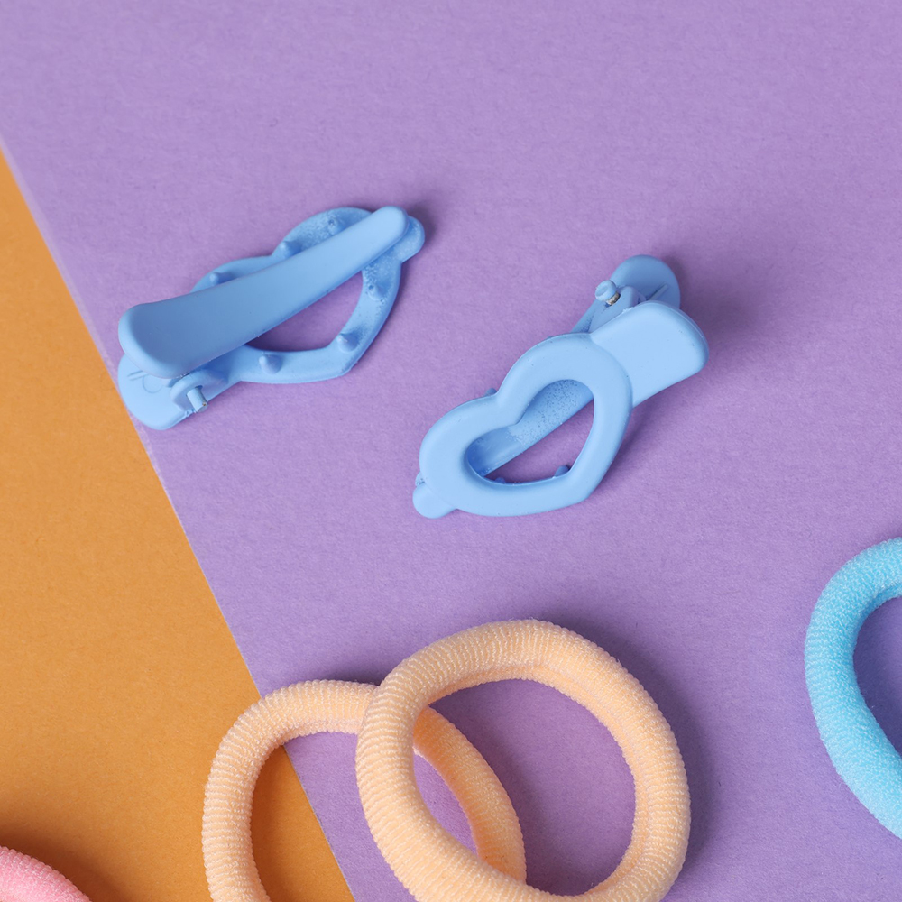 картинка Набор для волос Выбражулька 10309458 Карамель (10 резинок + 2 зажима) сердечки, голубой, в ассортименте 