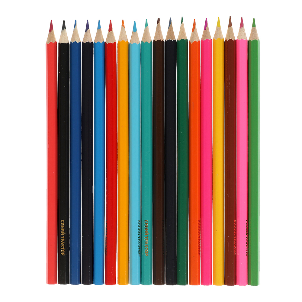 Карандаши цветные Умка CPH18-52087-STR Синий трактор, шестигранные, 18 цветов