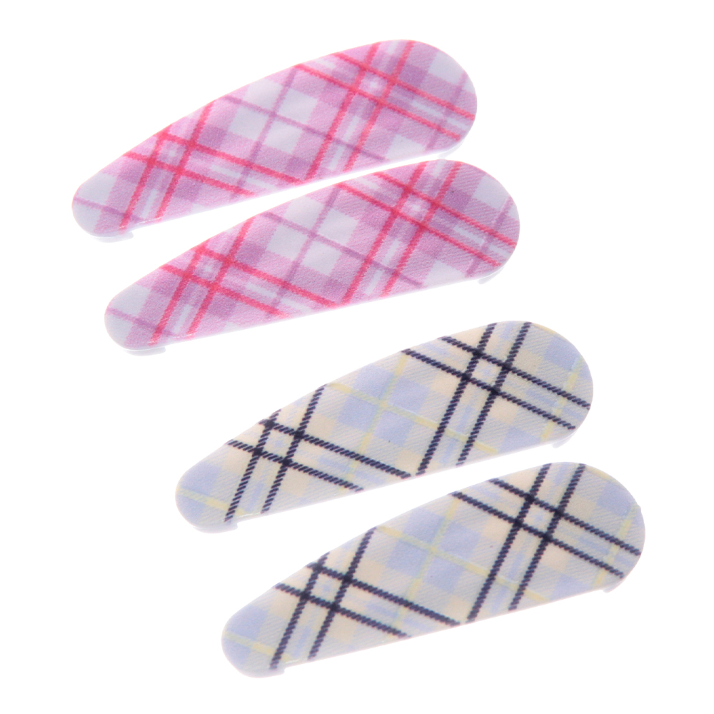 картинка Зажим для волос 789-430 Collection School, клетка 5,2*1,7см, 4 шт 