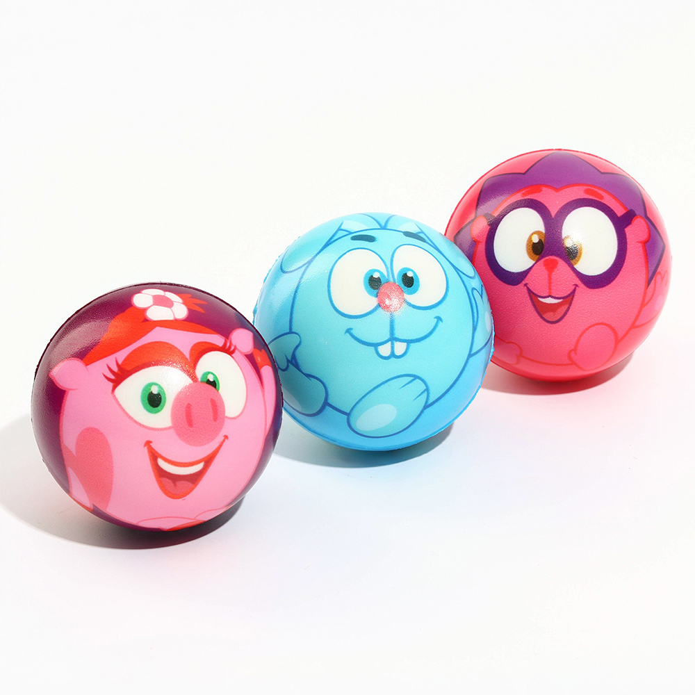 картинка Мяч 4700925 Смешарики Крош, Нюша, Ежик, мягкий, 63 мм, микс 