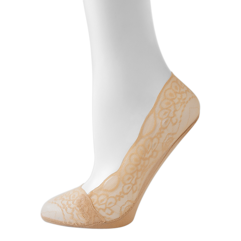 Подследники капроновые Oemen 8013 кружевные хлопк. подошва, силикон на пятке, размер 23-25, бежевый