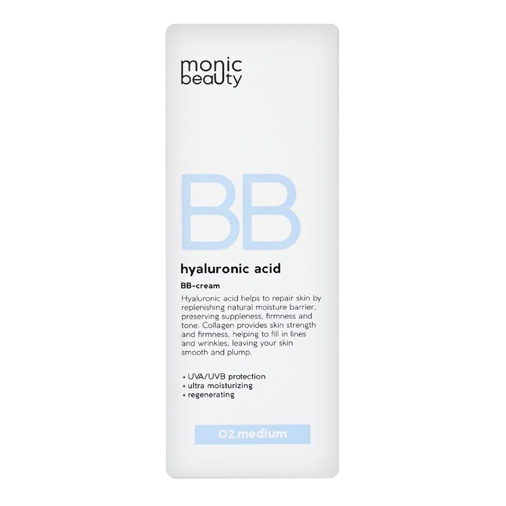 картинка Крем BB для лица Monic Beauty с гиалуроновой кислотой, Medium, тон 02, 50 мл 