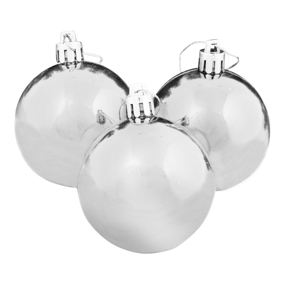 Набор новогодних шаров 735670 Глянец 6 см, пластик, серебро, 6 шт