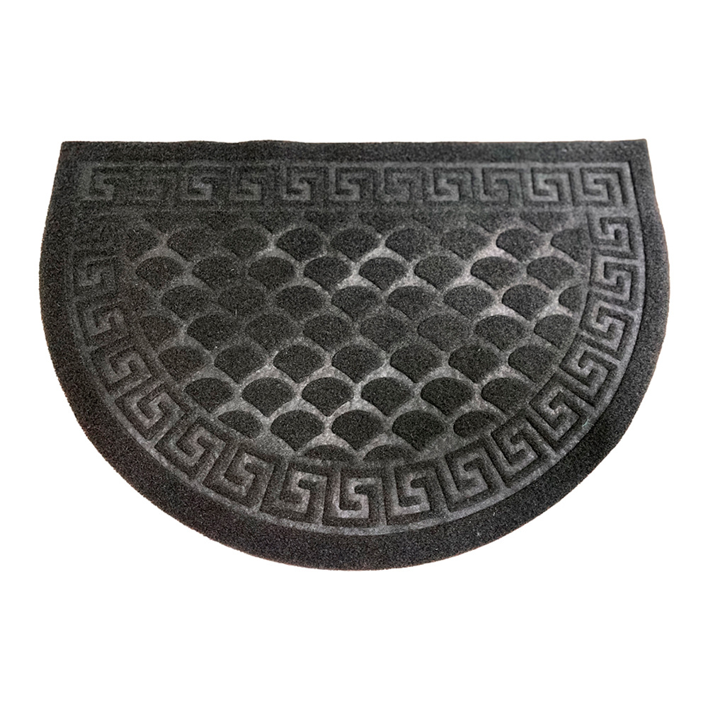 картинка Коврик дверной Прест 10926 Афина полукруг, влаговпитывающий, 40*60 см, полиэстер, материал основы: ПВХ, черный 