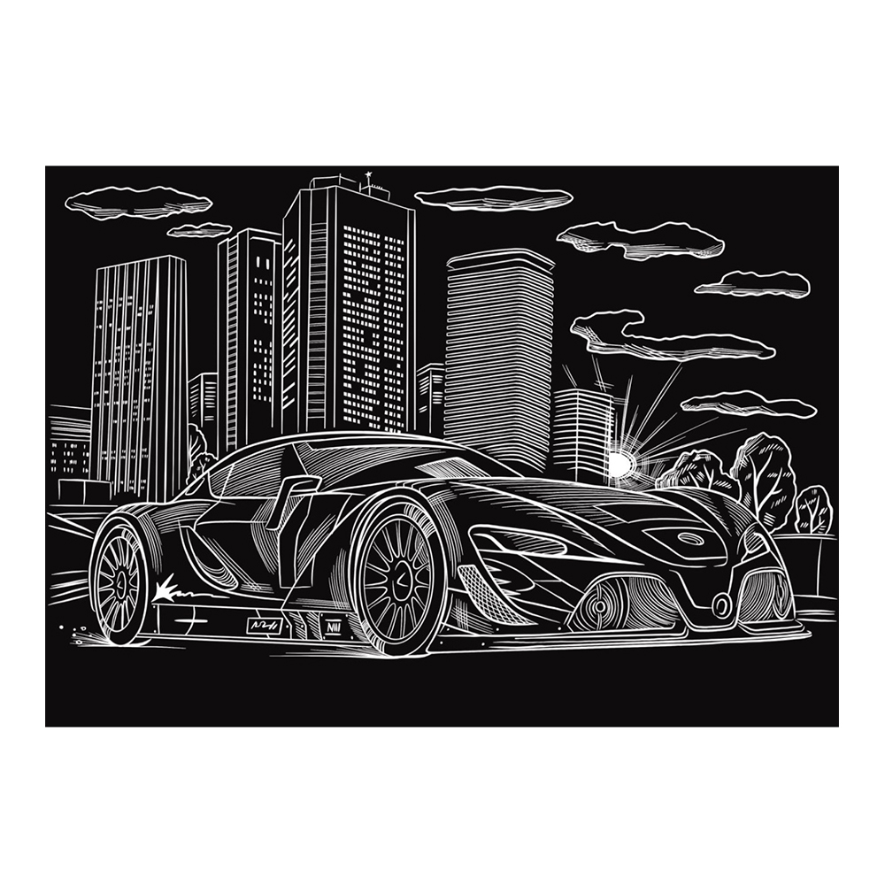 картинка Гравюра Г-5902 золотая, Жизнь в мегаполисе, А4 