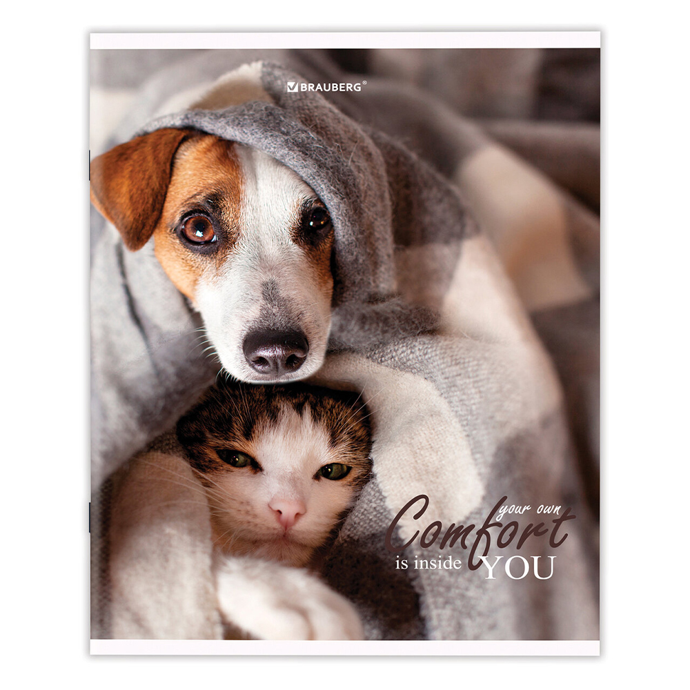 Тетрадь Brauberg 404386 48 листов, линия, Питомцы, А5, 5 дизайнов