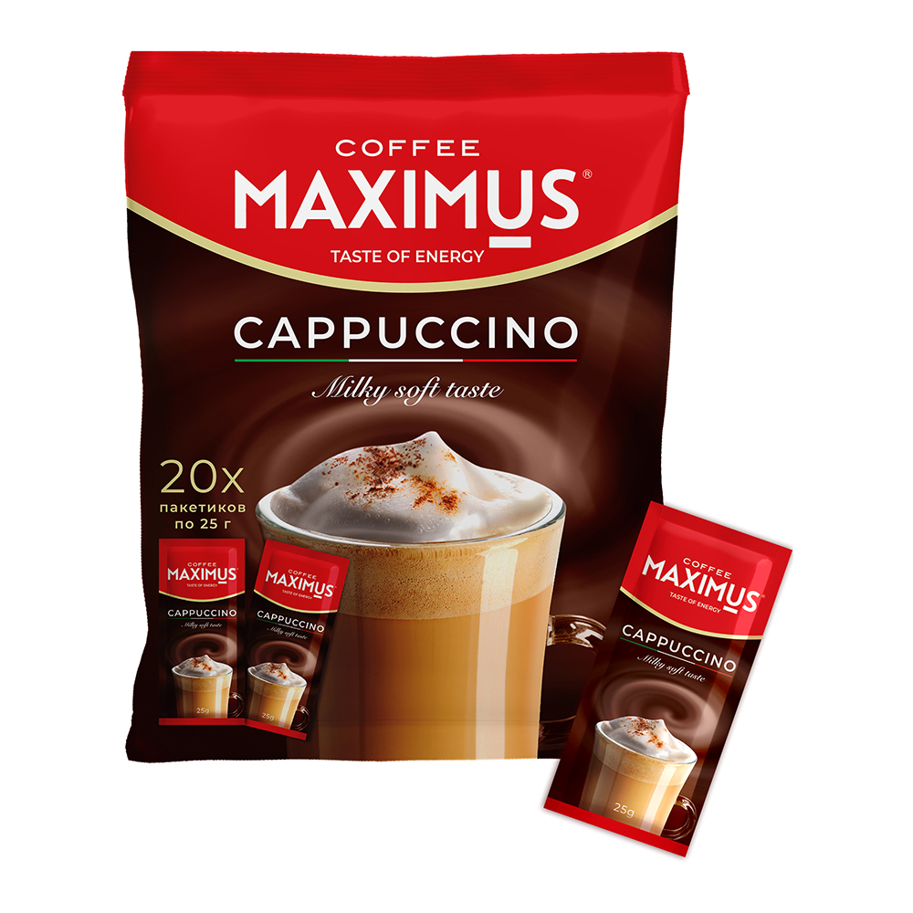 картинка Кофе Maximus Напиток кофейный,растворимый, Cappuccino, 25 г 