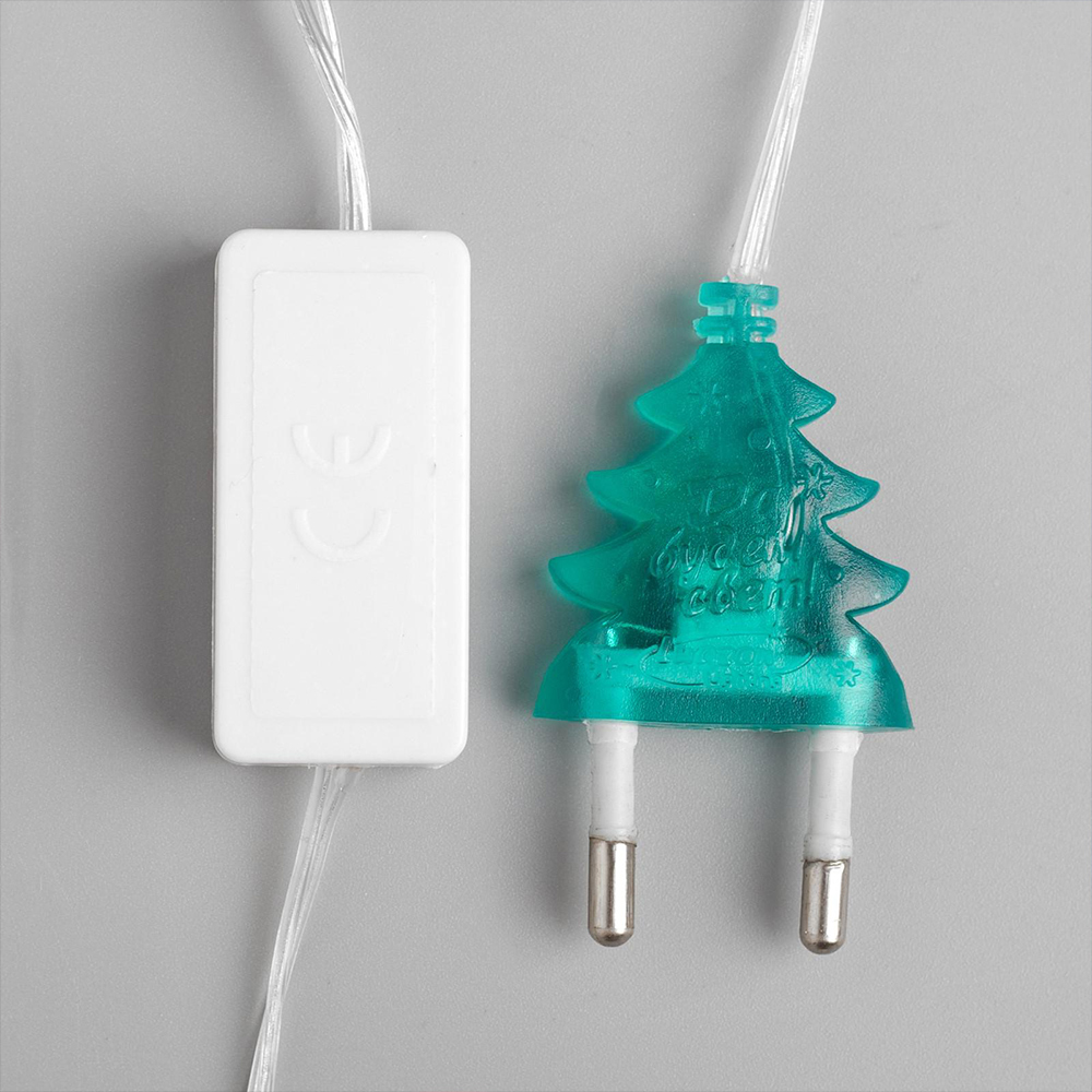 Новогодняя Гирлянда 671582 Фонарики,светодиодная,свечение мульти,мигание, нить прозрачная, 5 м, 20 лампочек