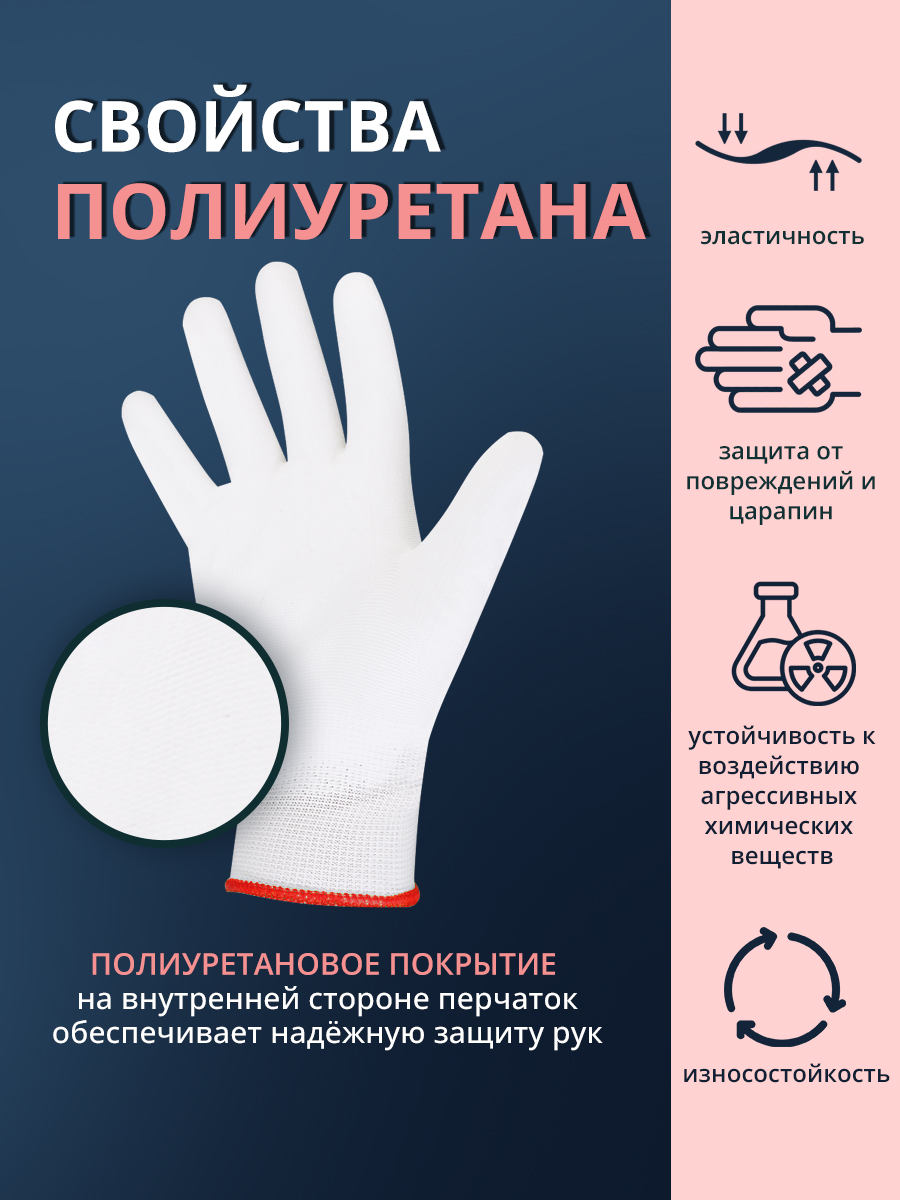Перчатки с полиуретановым покрытием Ладушки S