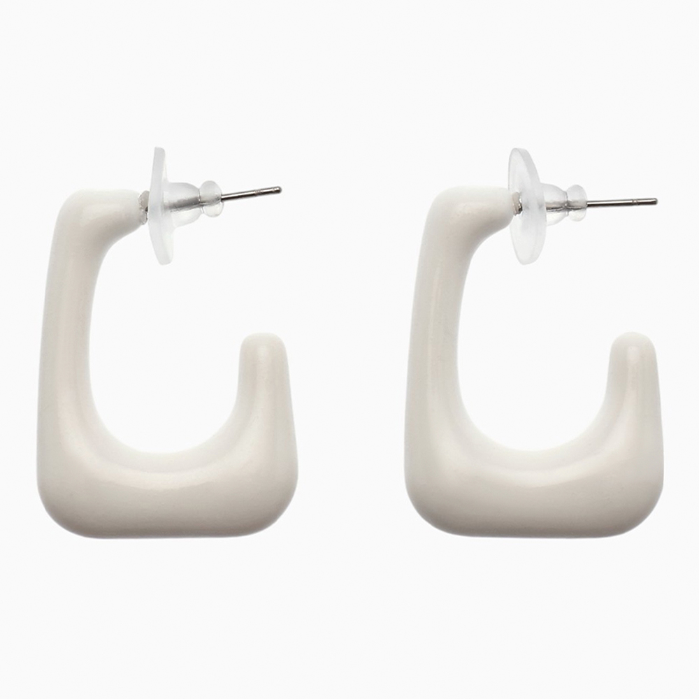 Бижутерия Queen Fair Серьги Тренд, рамка, акриловые, цвет:белый, акрил, бижутерный сплав, 3 см