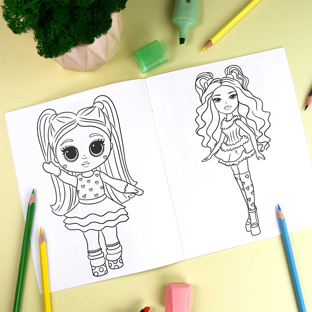 картинка Раскраска 66263 Феникс раскраска для девочек, Куклы А5, 165*205 мм, 8 листов 