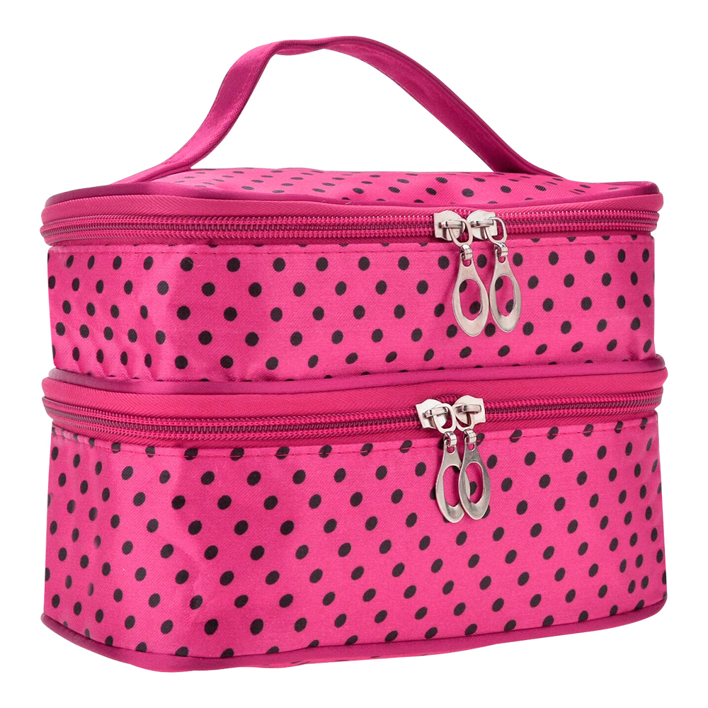 картинка Косметичка сундучок 2 яруса 20*11.5*13.5 см, атласная ткань, цвет в ассортименте 