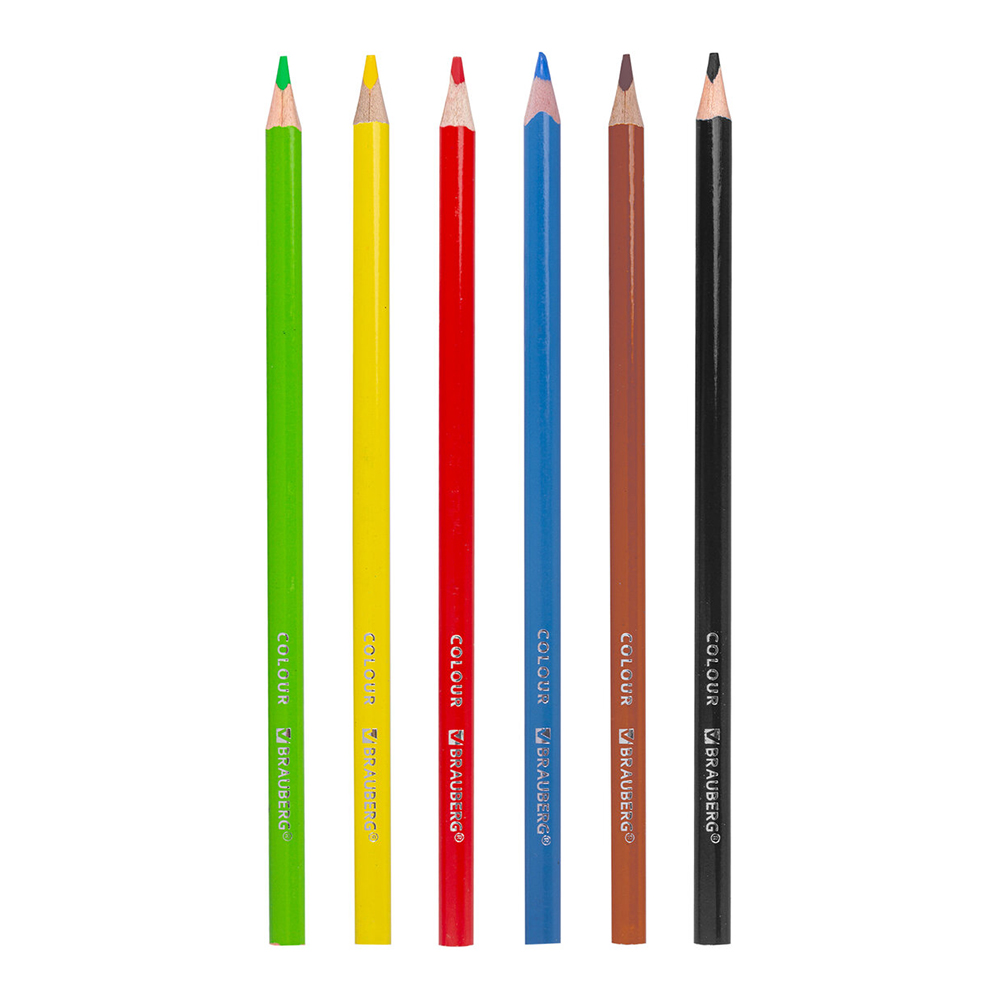 Карандаши цветные Brauberg 181650 Premium трехгранные, 6 шт