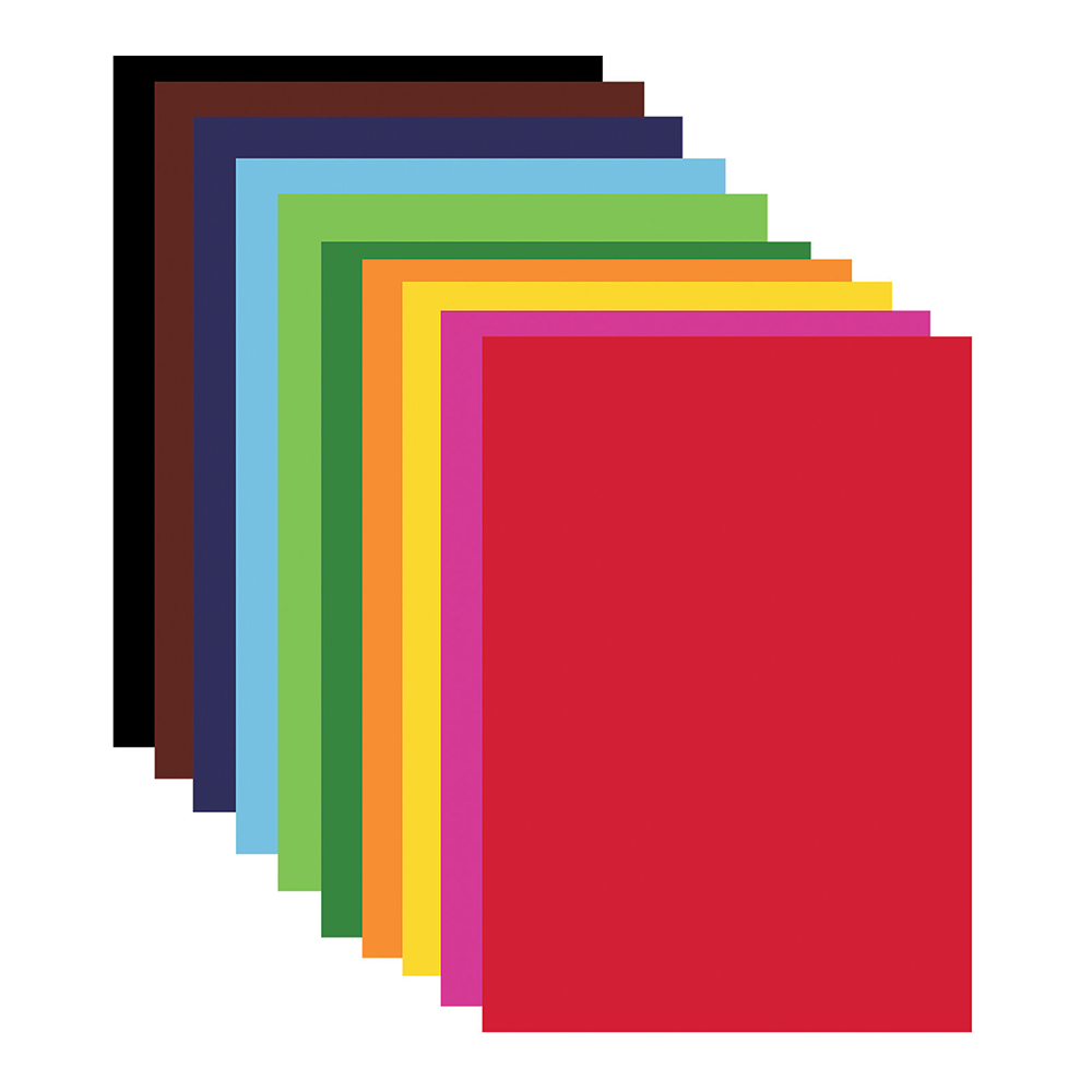 Картон Юнландия 113555 цветной немелованный, 10 цветов, в папке А4, 10 листов