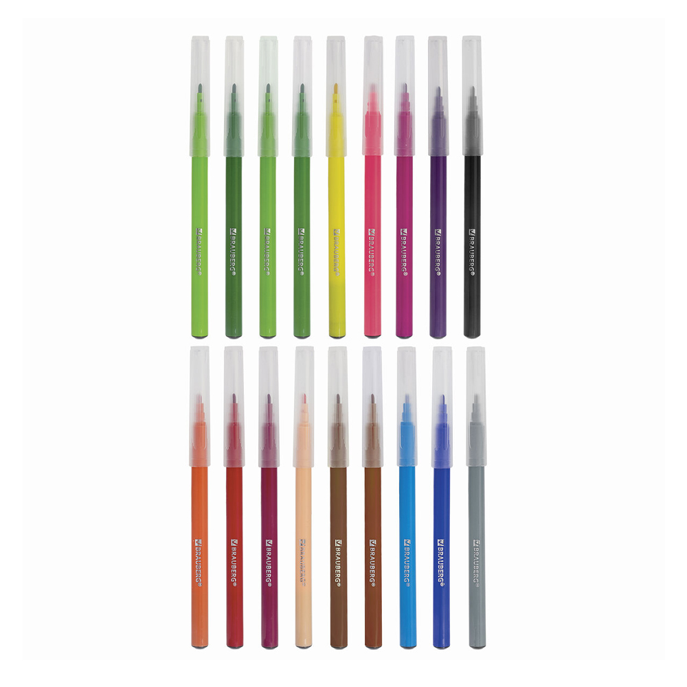 Фломастеры Brauberg 151939 Premium, Ультрасмываемые, классические, в коробке, 18 цветов