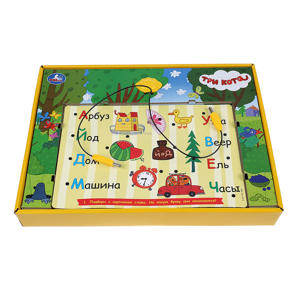 картинка Настольная игра HT662-R Три кота электровикторина, азбука и счет, 100 вопросов 