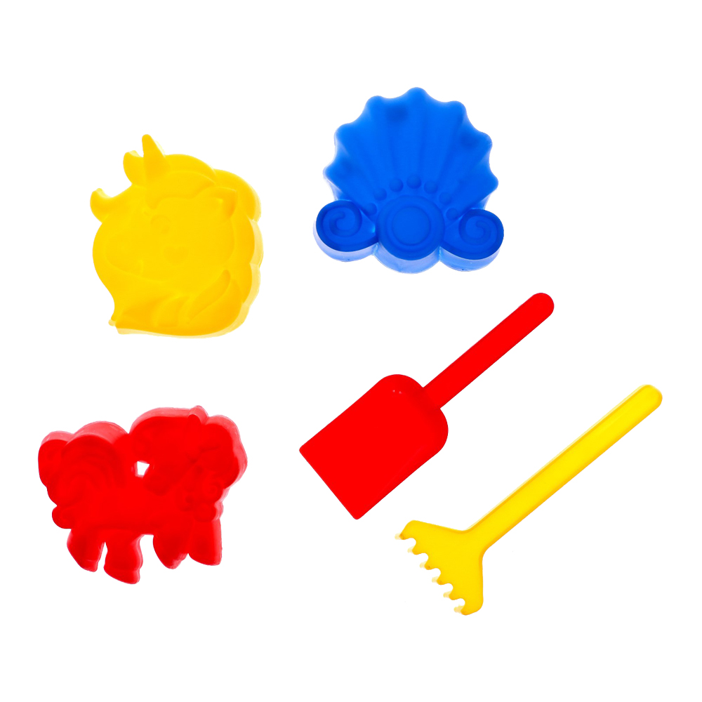 картинка Набор для песочницы 3301618 №108 (3 формочки для песка, грабли, совок), в ассортименте 